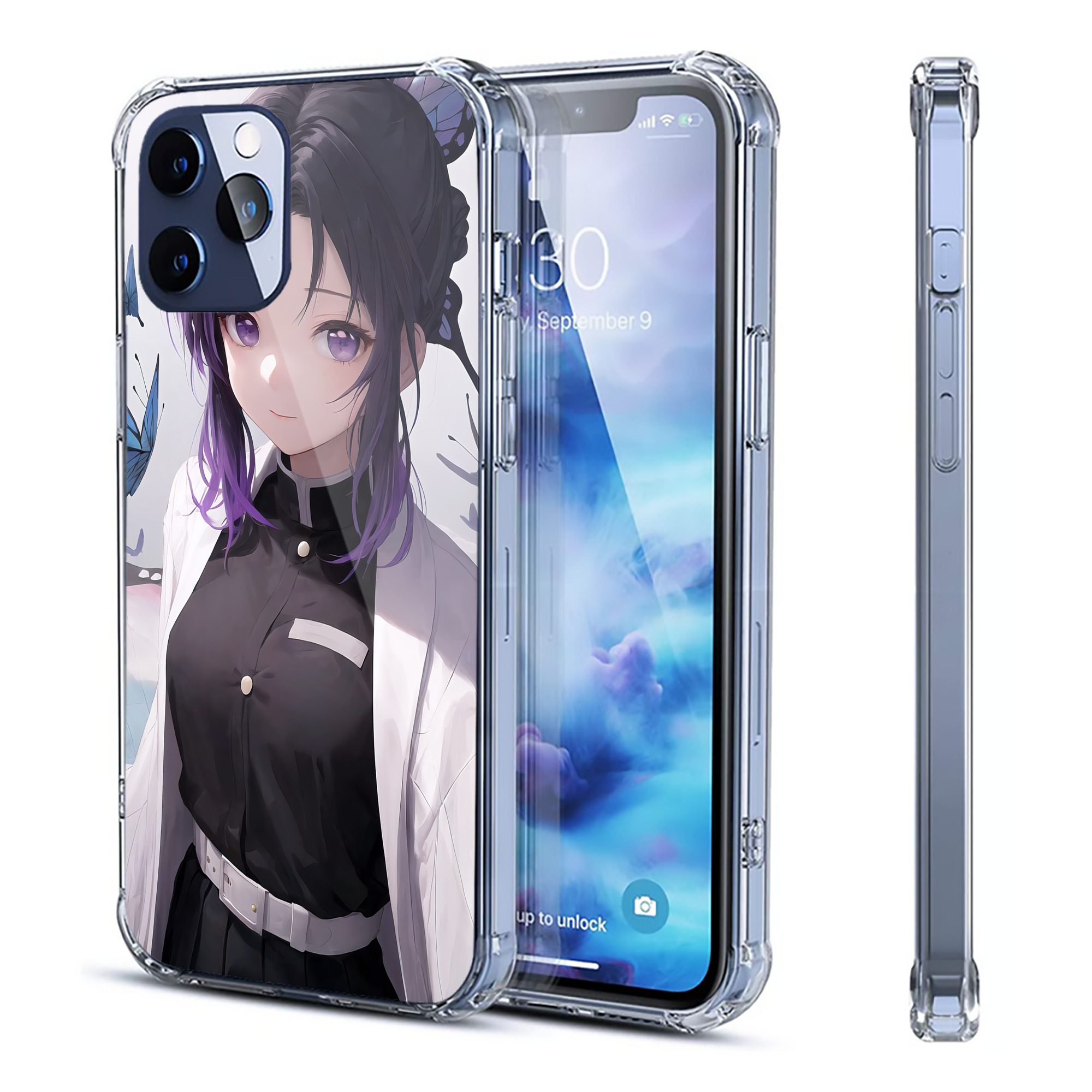 （画像用） 鬼滅の刃（きめつのやいば）蟲柱-胡蝶 しのぶ／こちょう しのぶ Kochou Shinobu 【iPhone 12シリーズ対応】透明スマホケース（クリアソフトケース）